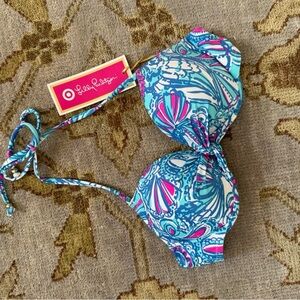 Lilly Pulitzer Blue and Pink Seashell Bikini Top